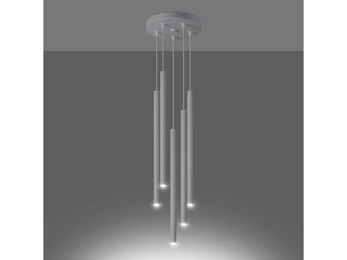 Lampy wiszące nowoczesny Brill, stal - 5 źródło światła 3000K - L.25 x H.110 cm - biały 4752855 - obrazek 1