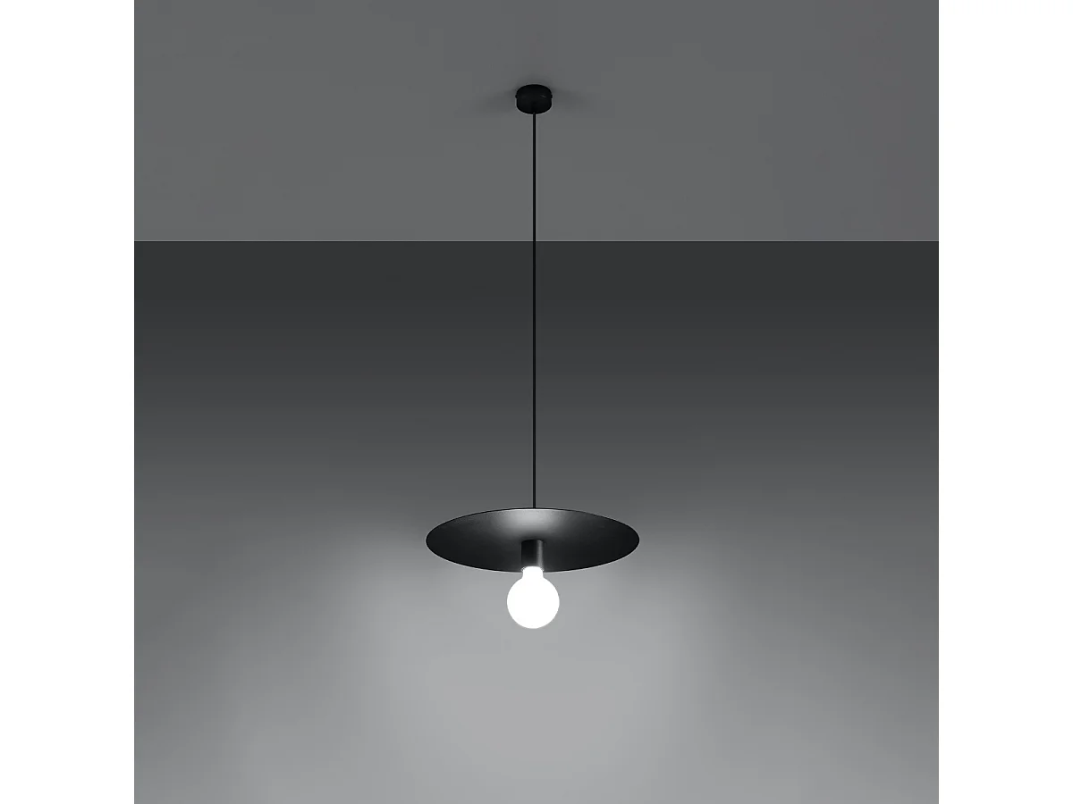 Lampy wiszące nowoczesny Flavieta, stal - 1 źródło światła 3000K - L.40 x H.105 cm - czarny 4752853 - obrazek 1