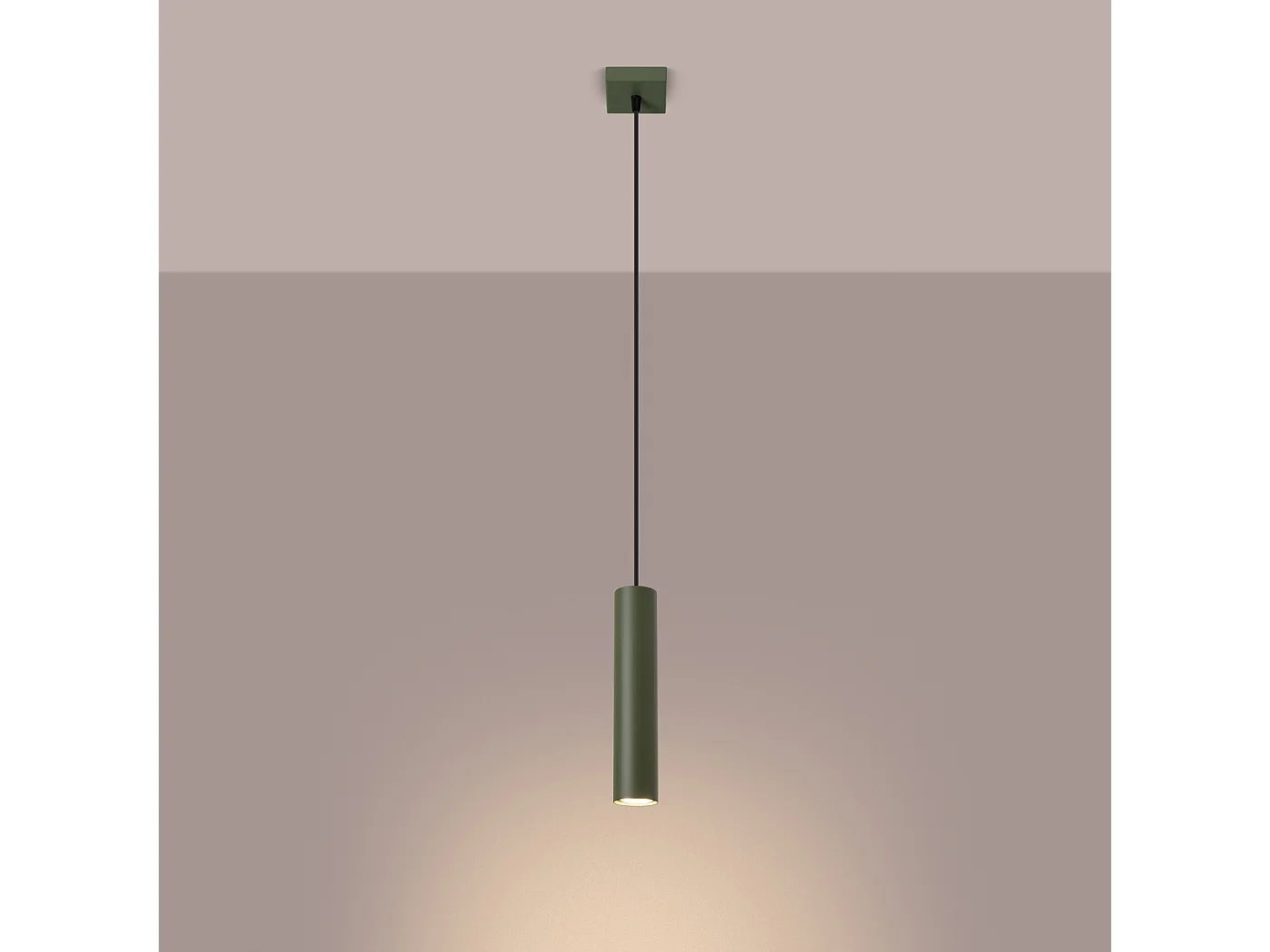 Lampa wisząca loft Toris, stal - 1 źródło światła 3000K - L.8 x H.118 cm - zielony oliwkowy 4752854 - obrazek 1