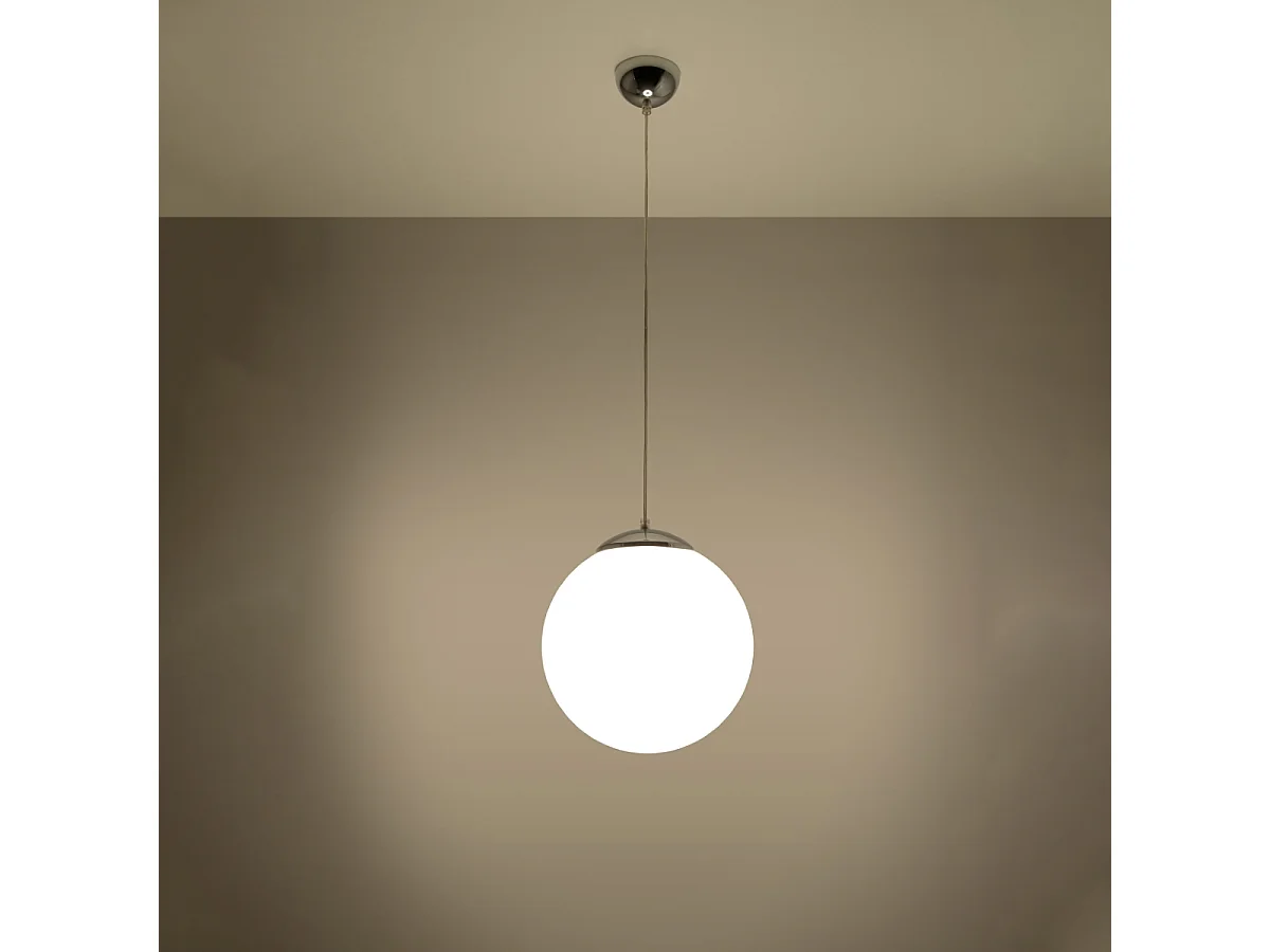 Lampy wiszące minimalistyczny Stera, stal/szkło - 1 źródło światła 3000K - L.30 x H.120 cm - biały/chrom 4752862 - obrazek 1