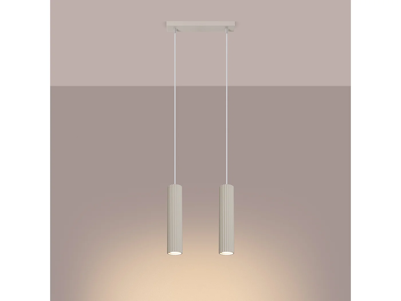 Lampa wisząca minimalistyczny Gloow, aluminium - 2 źródło światła 3000K - L.30 x H.90 cm - beżowy 4752867 - obrazek 1
