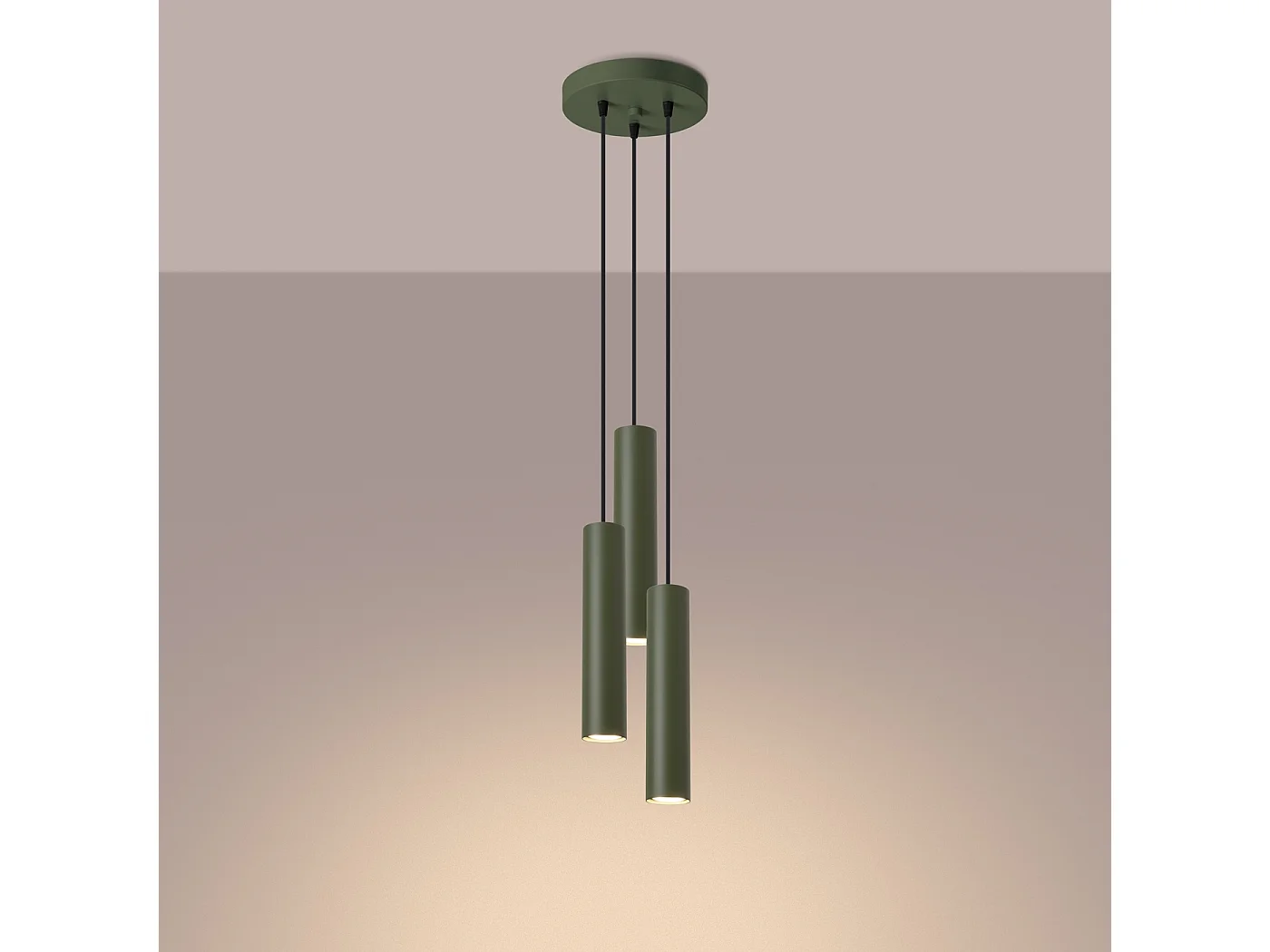 Lampa wisząca loft Toris, stal - 3 źródło światła 3000K - L.19.5 x H.108 cm - zielony oliwkowy 4752865 - obrazek 1