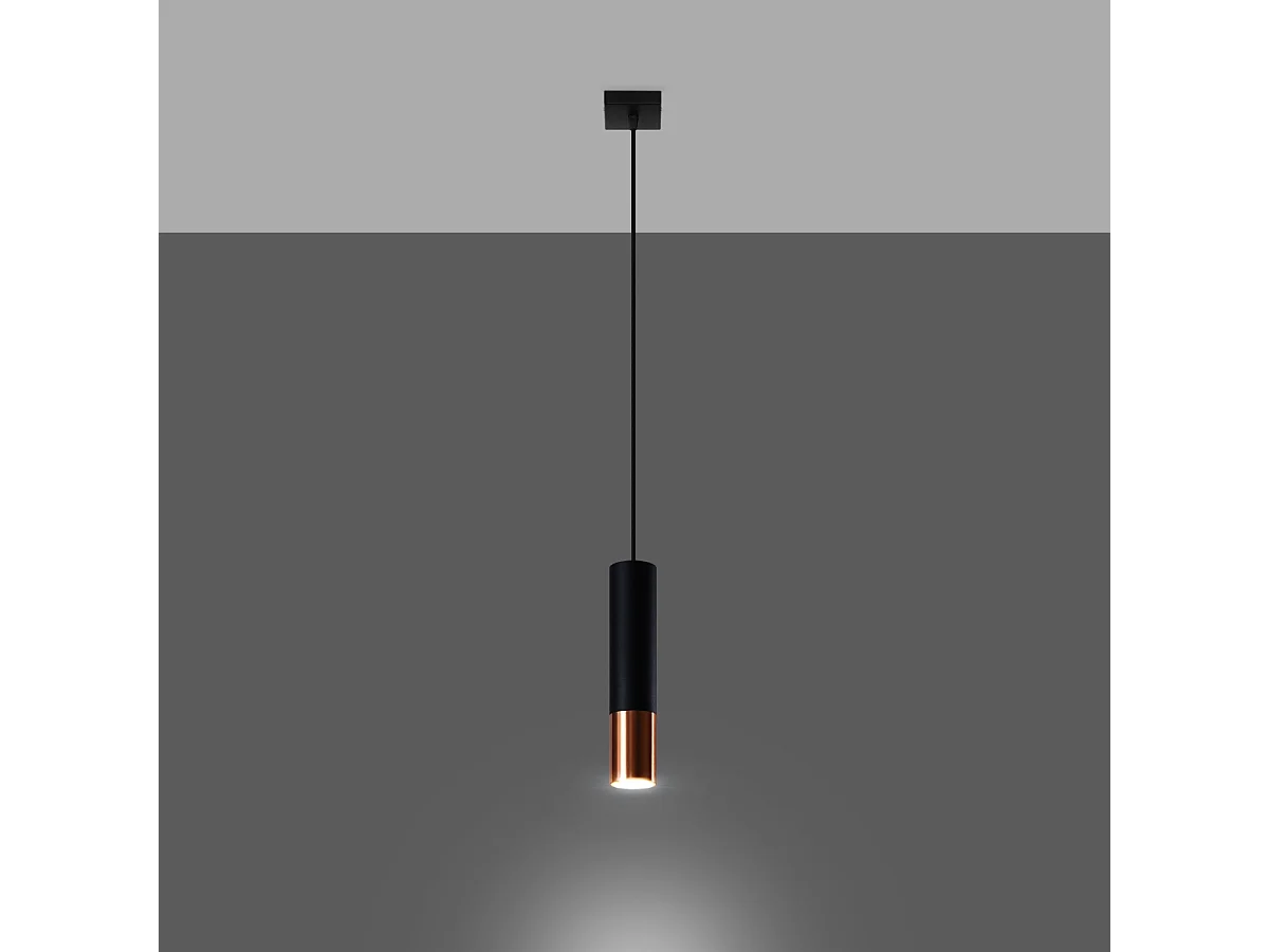 Lampy wiszące nowoczesny Zarpex, stal - 1 źródło światła 3000K - L.8 x H.100 cm - czarny/miedź 4752869 - obrazek 1
