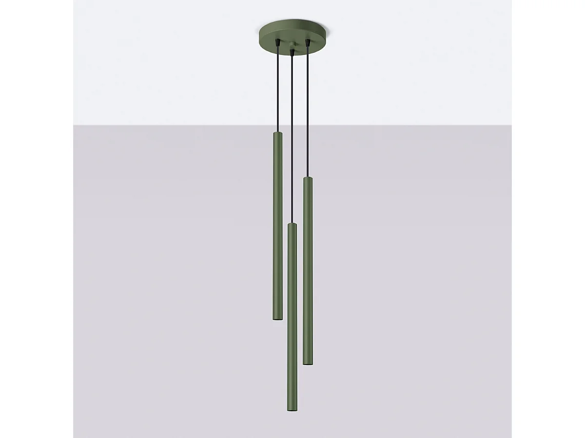 Lampa wisząca nowoczesny Brill, stal - 3 źródło światła 4000K - L.19.5 x H.104 cm - zielony oliwkowy 4752873 - obrazek 1