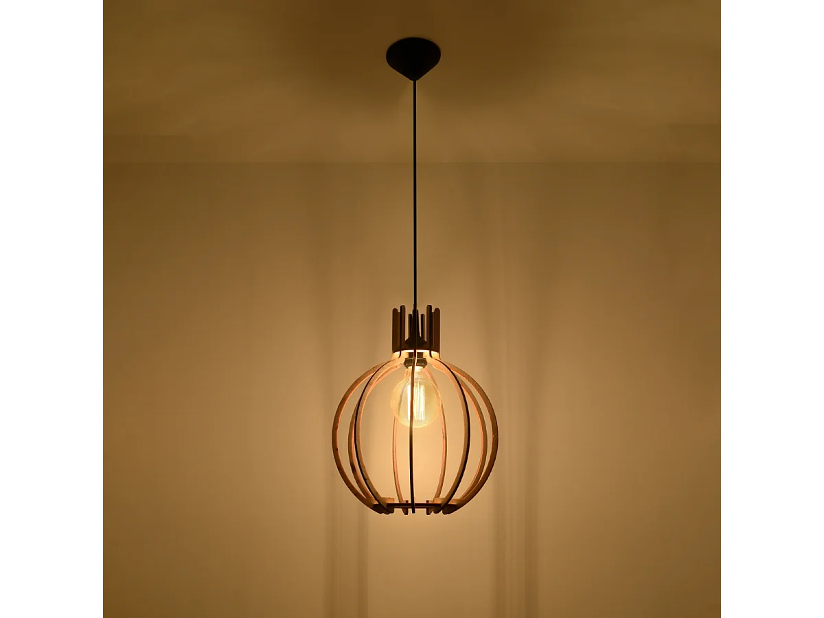 Lampy wiszące skandynawski Citranova, drewno - 1 źródło światła 3000K - L.28 x H.100 cm - naturalne drewno 4752871 - obrazek 1