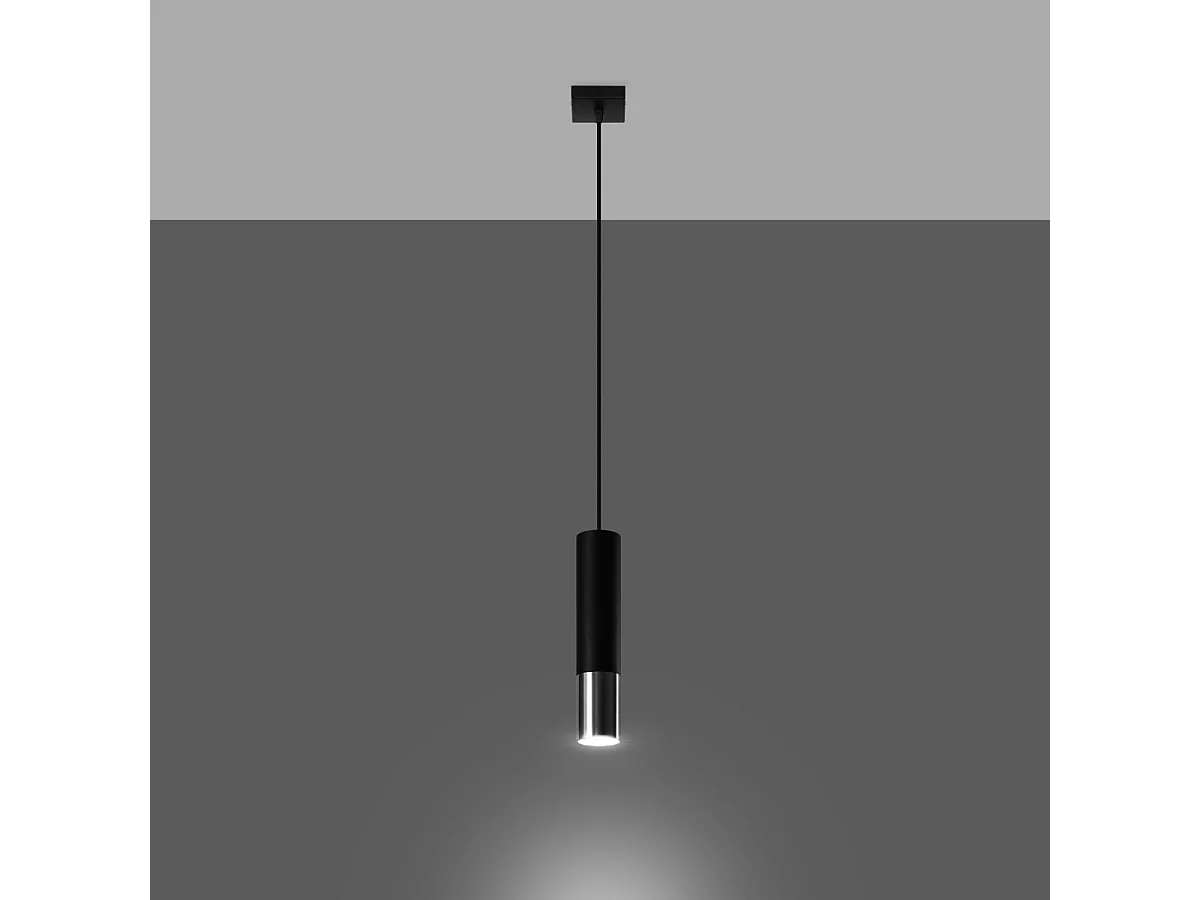 Lampy wiszące nowoczesny Zarpex, stal – 1 źródło światła 3000K – L.8 x H.100 cm – czarny/chrom 4752872