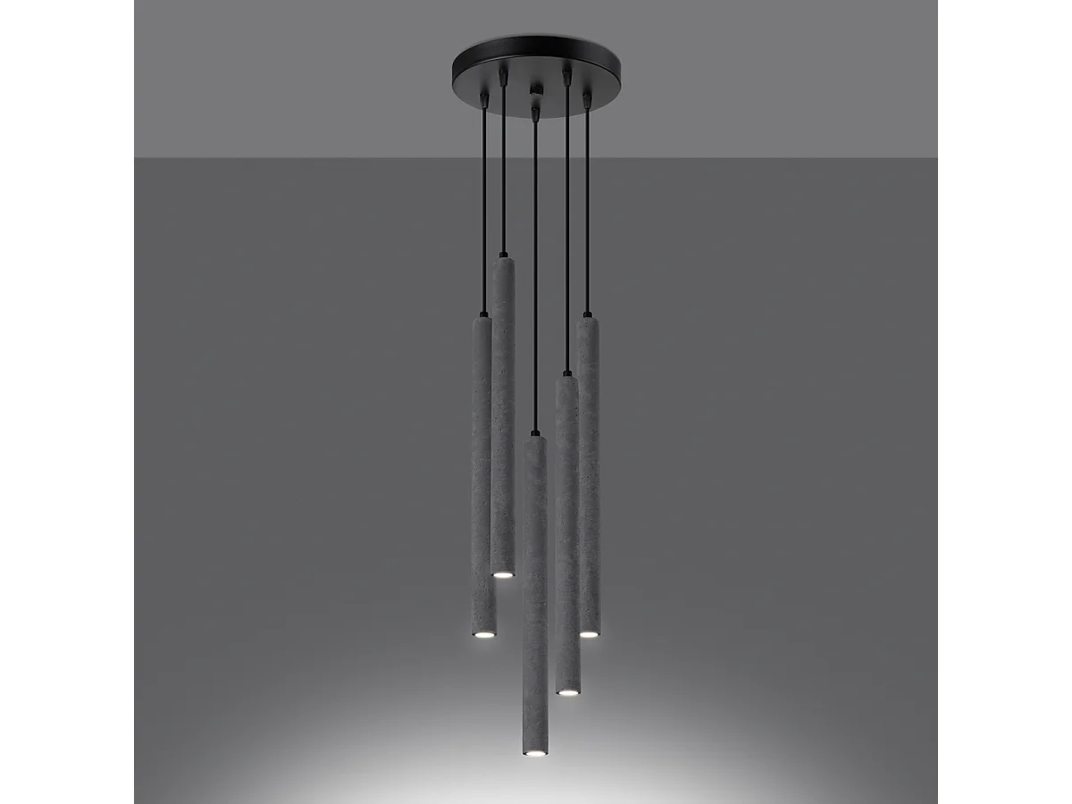 Lampy wiszące nowoczesny Brill, beton - 5 źródło światła 3000K - L.25 x H.110 cm - szary 4752879 - obrazek 1