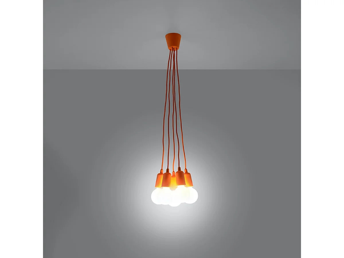 Lampy wiszące nowoczesny Astis, PVC - 5 źródło światła 3000K - L.25 x H.90 cm - pomarańczowy 4752883 - obrazek 1
