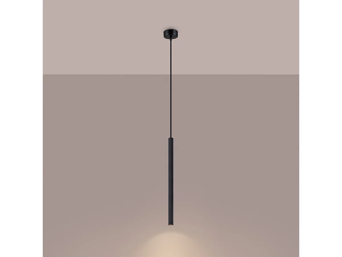 Lampy wiszące nowoczesny Elara, stal - 1 źródło światła 3000K - L.8 x H.120 cm - czarny 4752880 - obrazek 1