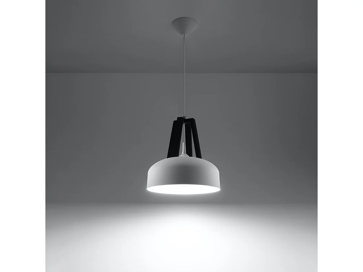 Lampy wiszące nowoczesny Solivo, stal/drewno - 1 źródło światła 3000K - L.30 x H.85 cm - biały/czarny 4752886 - obrazek 1