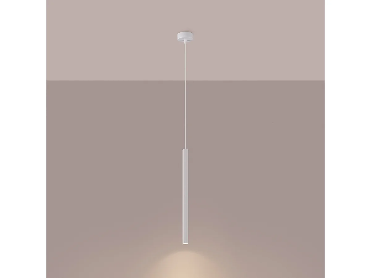 Lampy wiszące nowoczesny Elara, stal - 1 źródło światła 3000K - L.8 x H.120 cm - biały 4752884 - obrazek 1