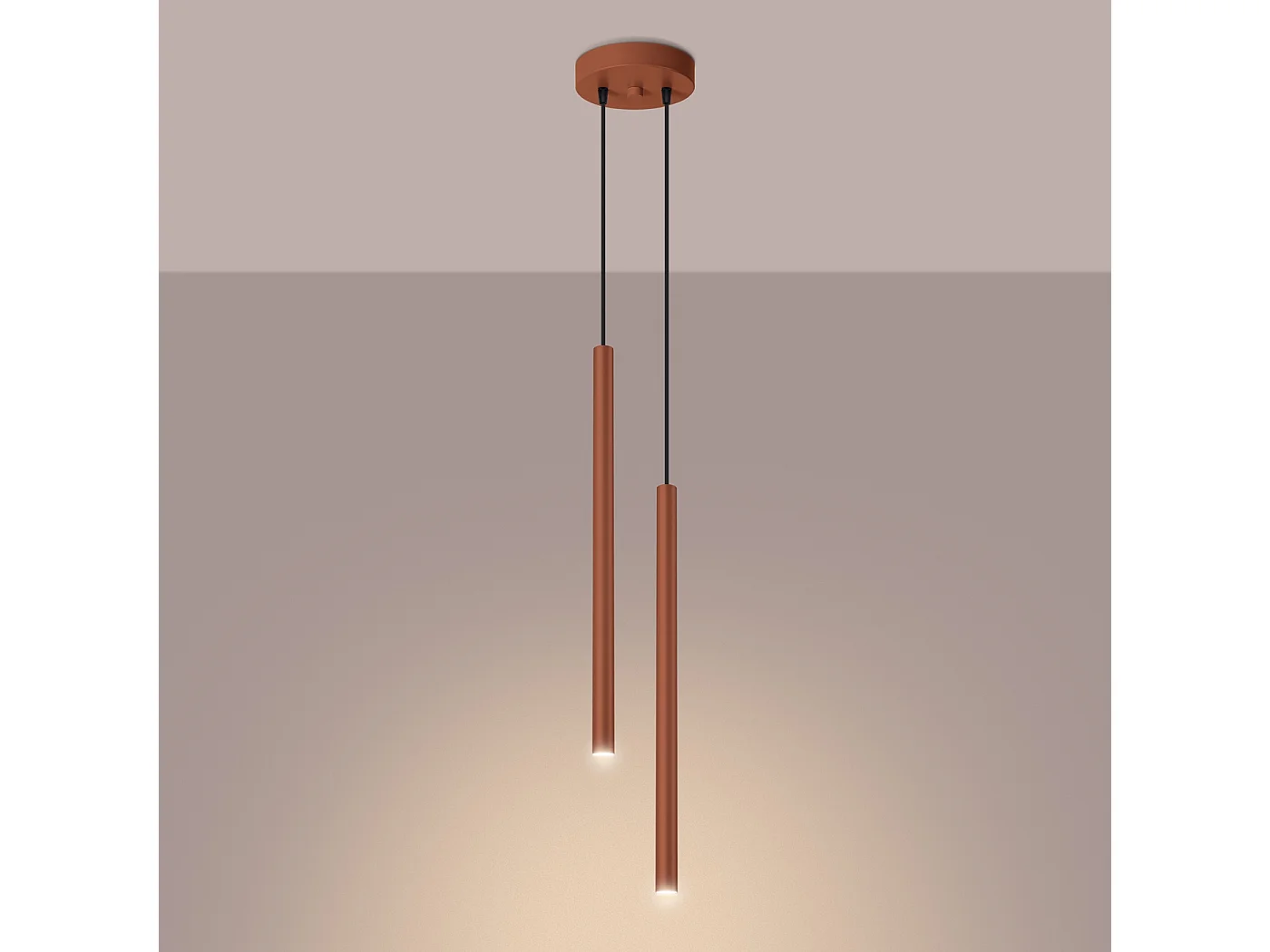 Lampa wisząca nowoczesny Brill, stal - 2 źródło światła 3000K - L.15 x H.104 cm - ochra czerwona 4752900 - obrazek 1