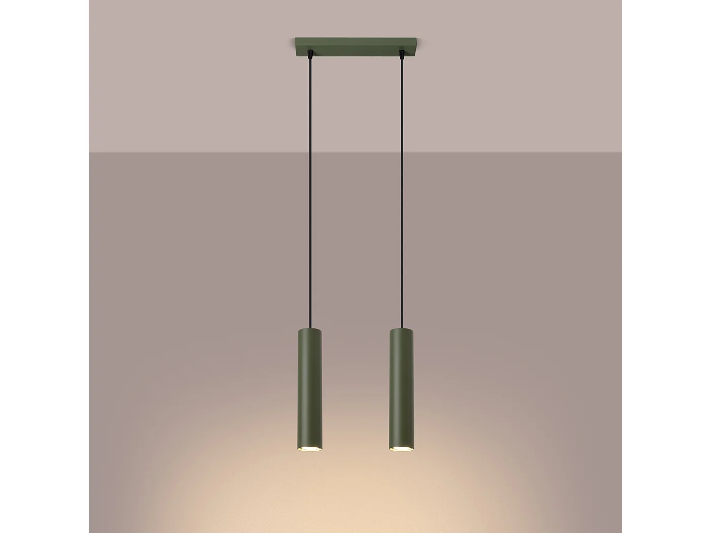 Lampa wisząca loft Toris, stal - 2 źródło światła 3000K - L.30 x H.105 cm - zielony oliwkowy 4752897 - obrazek 1