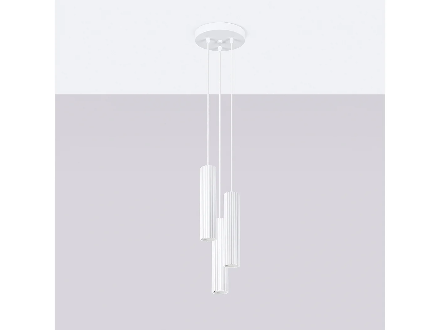 Lampa wisząca minimalistyczny Gloow, aluminium - 3 źródło światła 4000K - L.19.5 x H.108 cm - biały 4752901 - obrazek 1