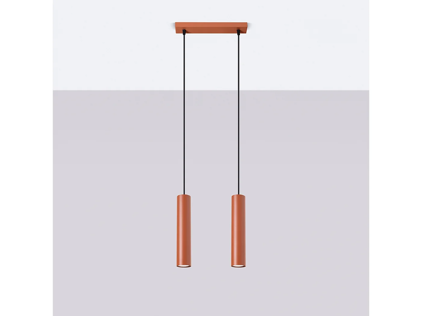 Lampa wisząca loft Toris, stal - 2 źródło światła 4000K - L.30 x H.105 cm - ochra czerwona 4752902 - obrazek 1