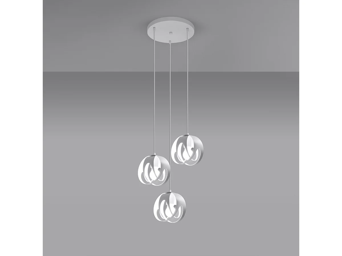 Lampy wiszące nowoczesny Brive, stal - 3 źródło światła 3000K - L.30 x H.117 cm - biały 4752909 - obrazek 1