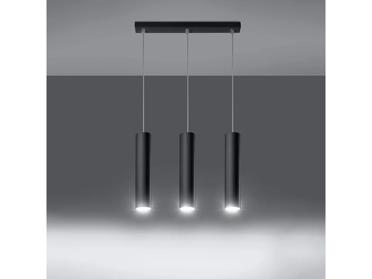 Lampy wiszące nowoczesny Toris, stal – 3 źródło światła 3000K – L.45 x H.90 cm – czarny 4752914