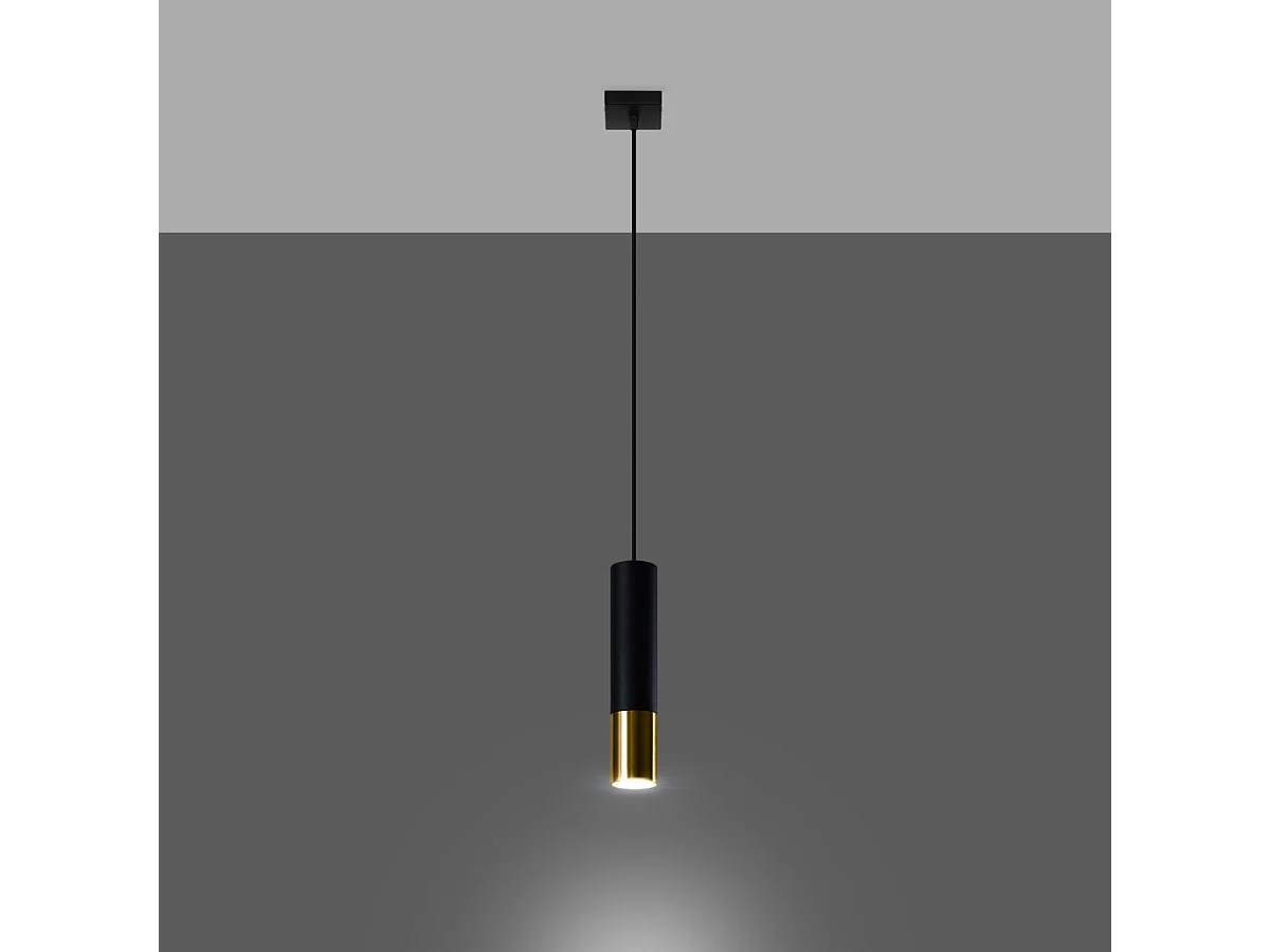 Lampy wiszące nowoczesny Zarpex, stal - 1 źródło światła 3000K - L.8 x H.100 cm - czarny/złoty 4752916 - obrazek 1