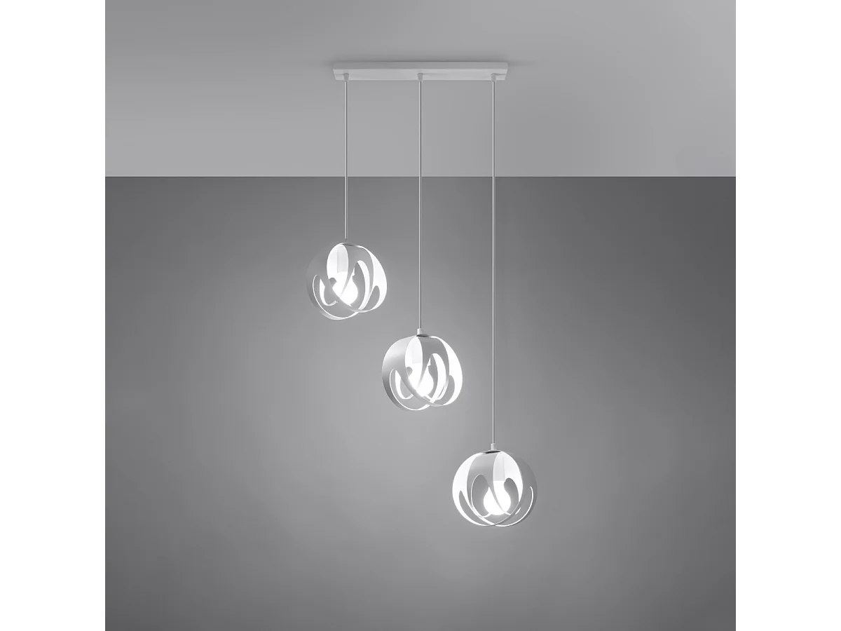 Lampy wiszące nowoczesny Brive, stal - 3 źródło światła 3000K - L.50 x H.117 cm - biały 4752923 - obrazek 1
