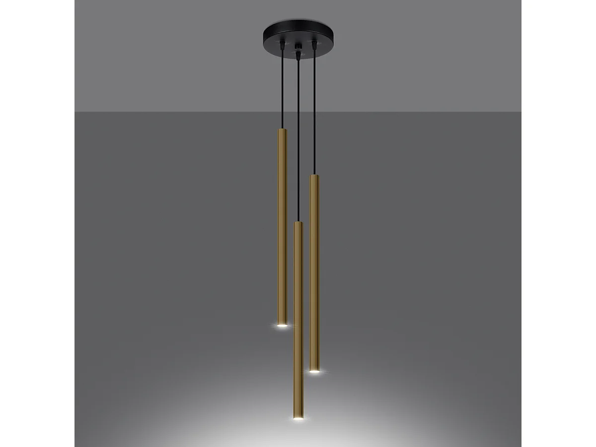 Lampy wiszące nowoczesny Brill, stal - 3 źródło światła 3000K - L.20 x H.90 cm - złoty połysk 4752920 - obrazek 1