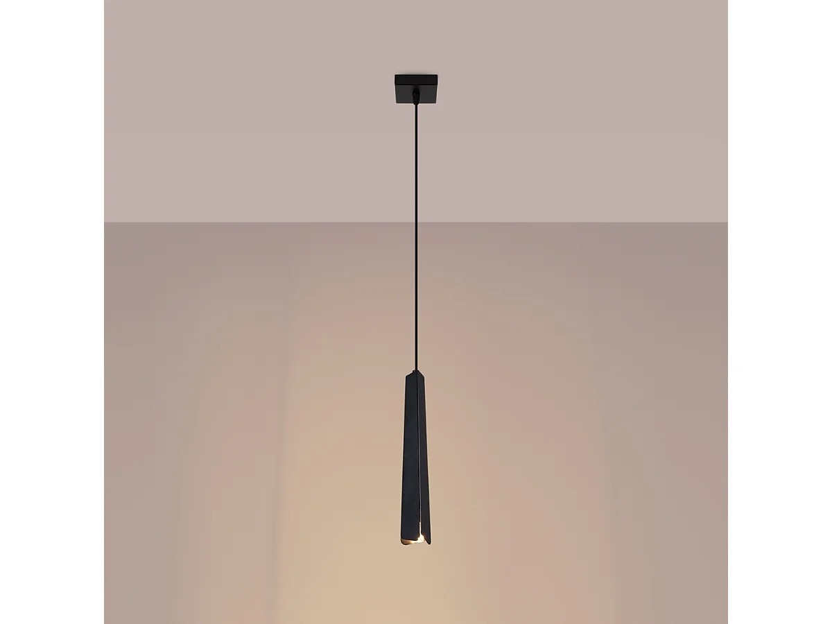 Lampy wiszące skandynawski Astel, stal – 1 źródło światła 3000K – L.8 x H.120 cm – czarny 4752929