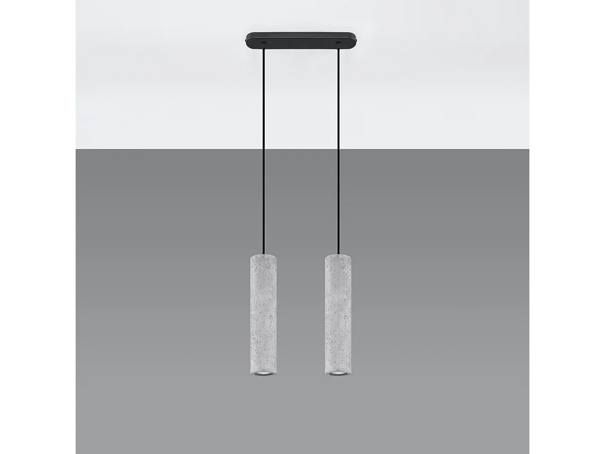 Lampy wiszące industrialny Solvix, beton - 2 źródło światła 4000K - L.30 x H.90 cm - szary 4752927 - obrazek 1