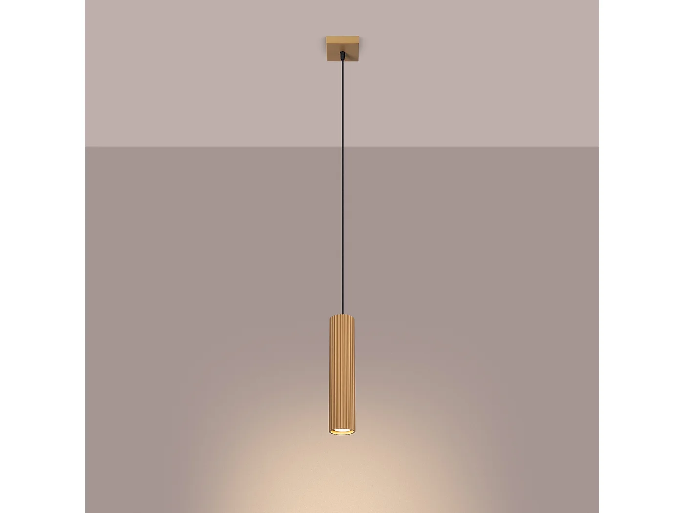 Lampa wisząca minimalistyczny Gloow, aluminium - 1 źródło światła 3000K - L.8 x H.118 cm - złoty 4752931 - obrazek 1