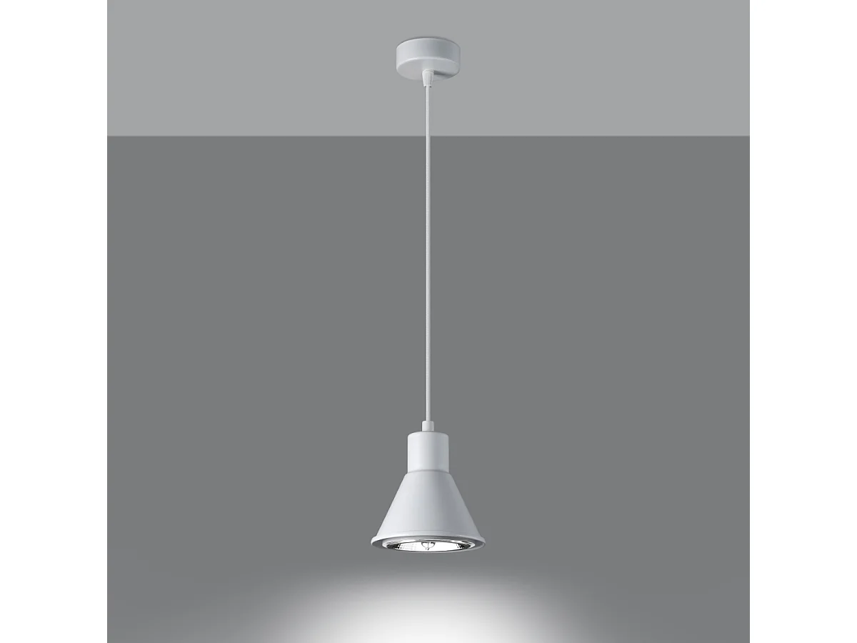 Lampy wiszące nowoczesny Zylata, stal - 1 źródło światła 3000K - L.14 x H.120 cm - biały 4752939 - obrazek 1