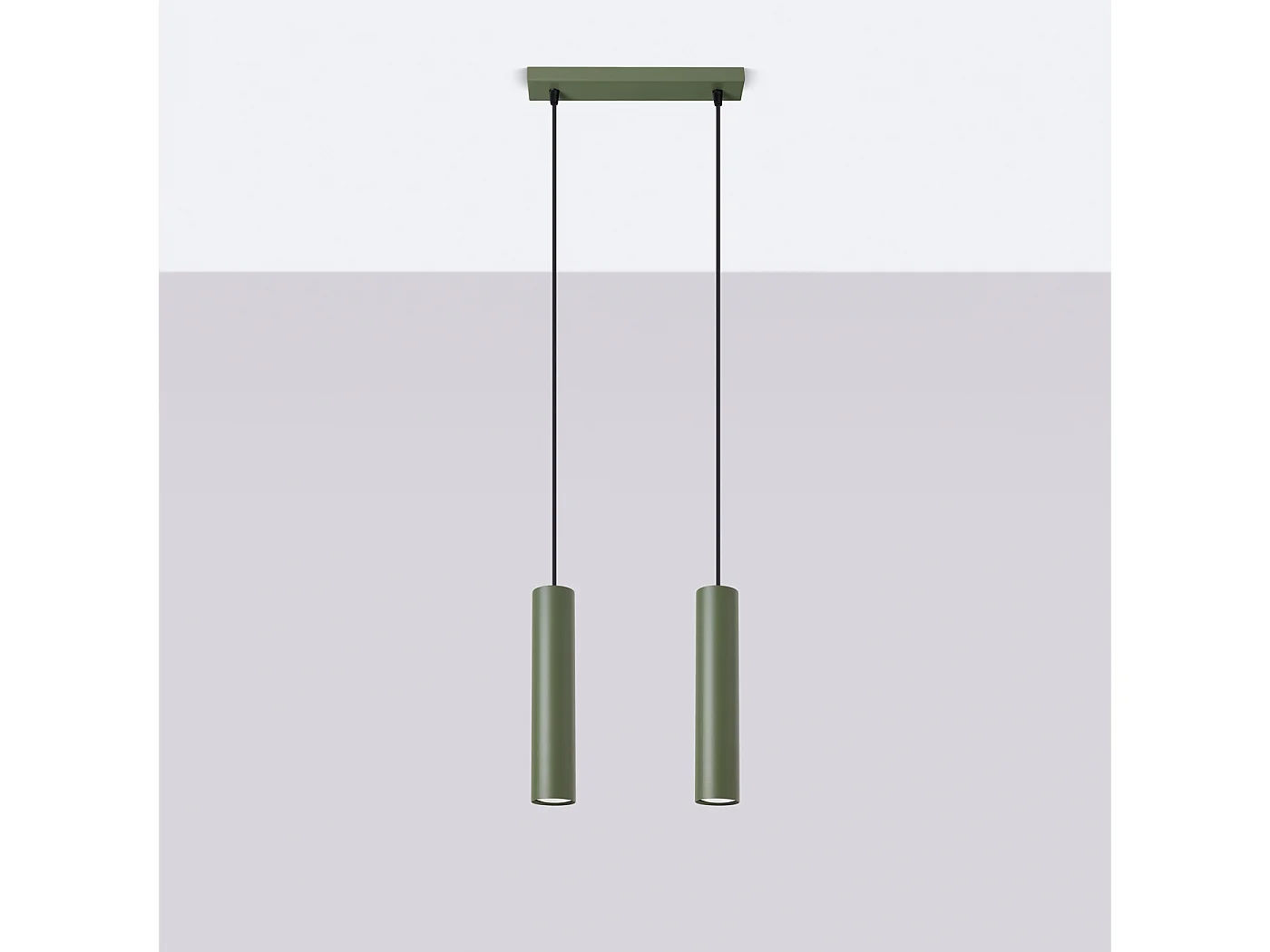 Lampa wisząca loft Toris, stal - 2 źródło światła 4000K - L.30 x H.105 cm - zielony oliwkowy 4752940 - obrazek 1