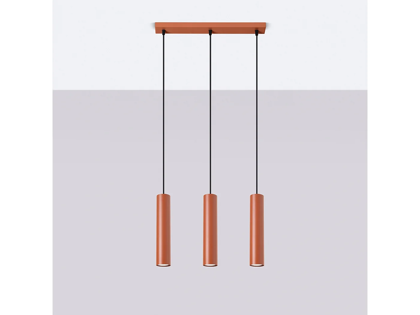 Lampa wisząca loft Toris, stal - 3 źródło światła 4000K - L.45 x H.98 cm - ochra czerwona 4752942 - obrazek 1