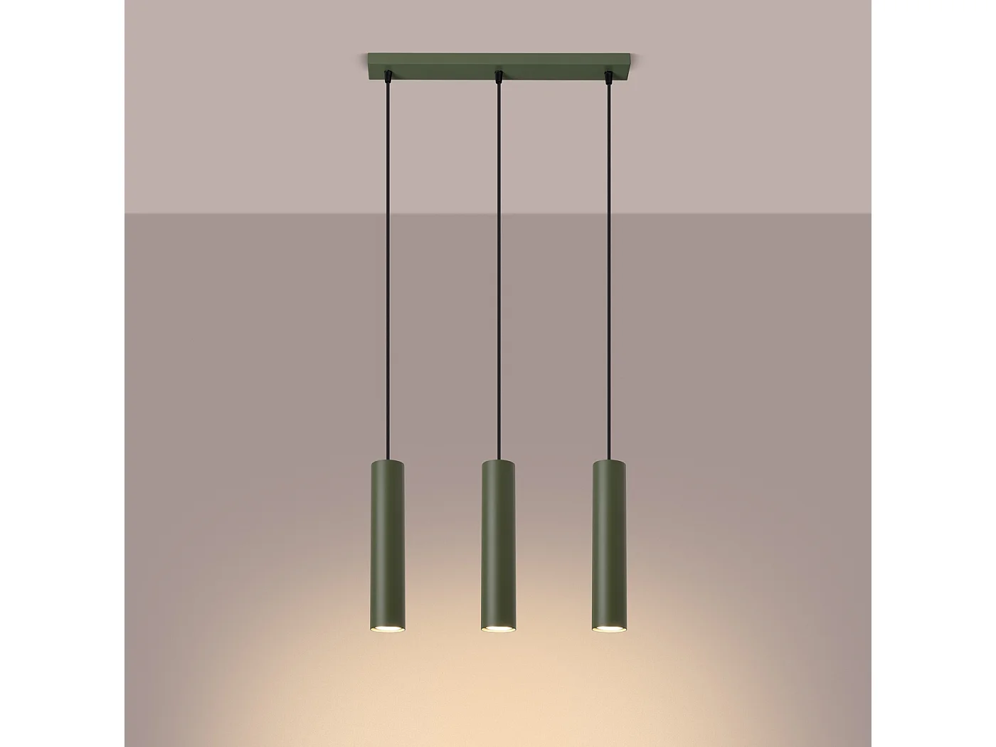 Lampa wisząca loft Toris, stal - 3 źródło światła 3000K - L.45 x H.98 cm - zielony oliwkowy 4752948 - obrazek 1