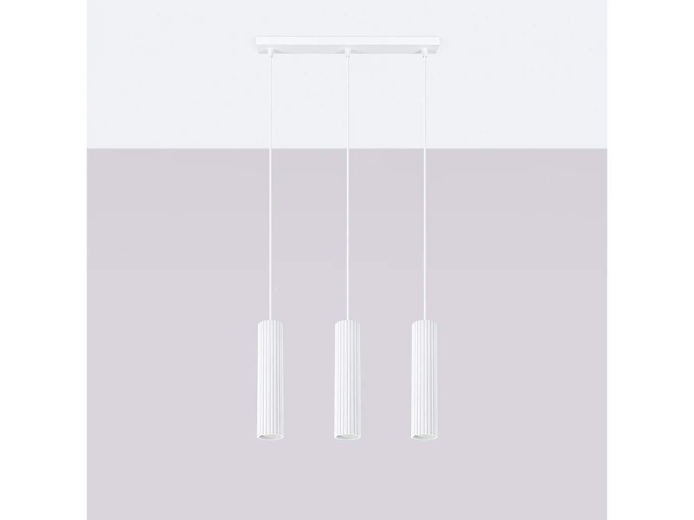 Lampa wisząca minimalistyczny Gloow, aluminium - 3 źródło światła 4000K - L.45 x H.98 cm - biały 4752969 - obrazek 1