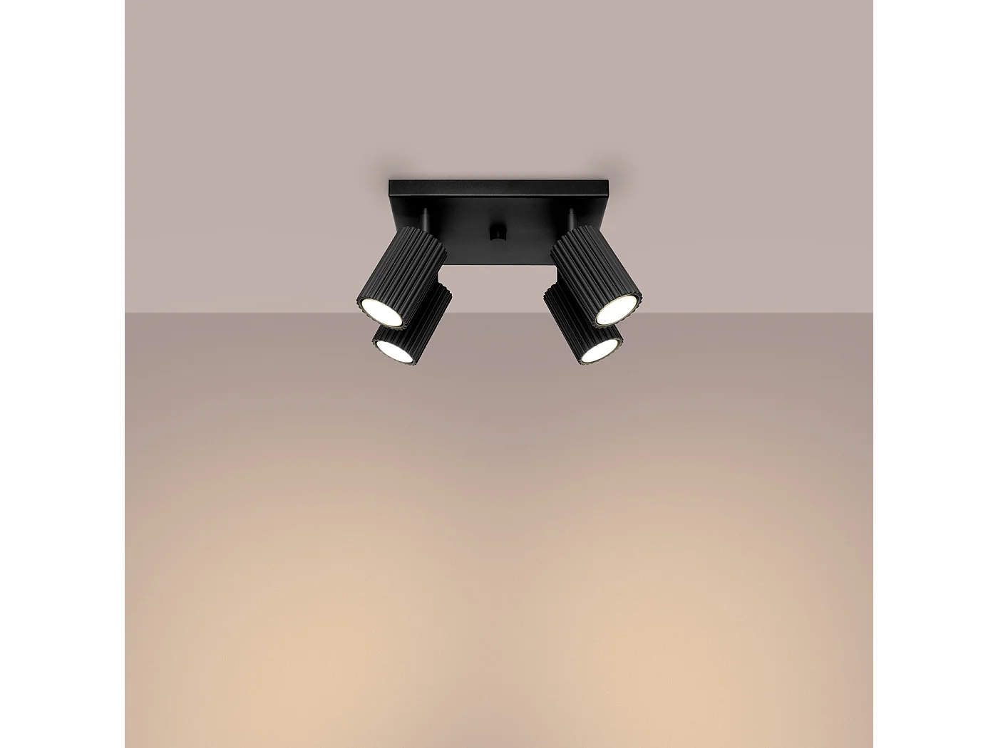 Lampa sufitowa minimalistyczny Gloow, aluminium - 4 źródło światła 3000K - L.25 x H.16.5 cm - czarny 4753059 - obrazek 1