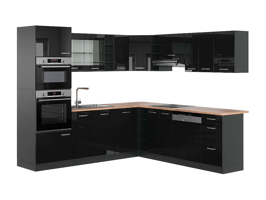 Kuchnia narożna czarny połysk/antracyt 247x60x81.6 r-line 4779539 - obrazek 1