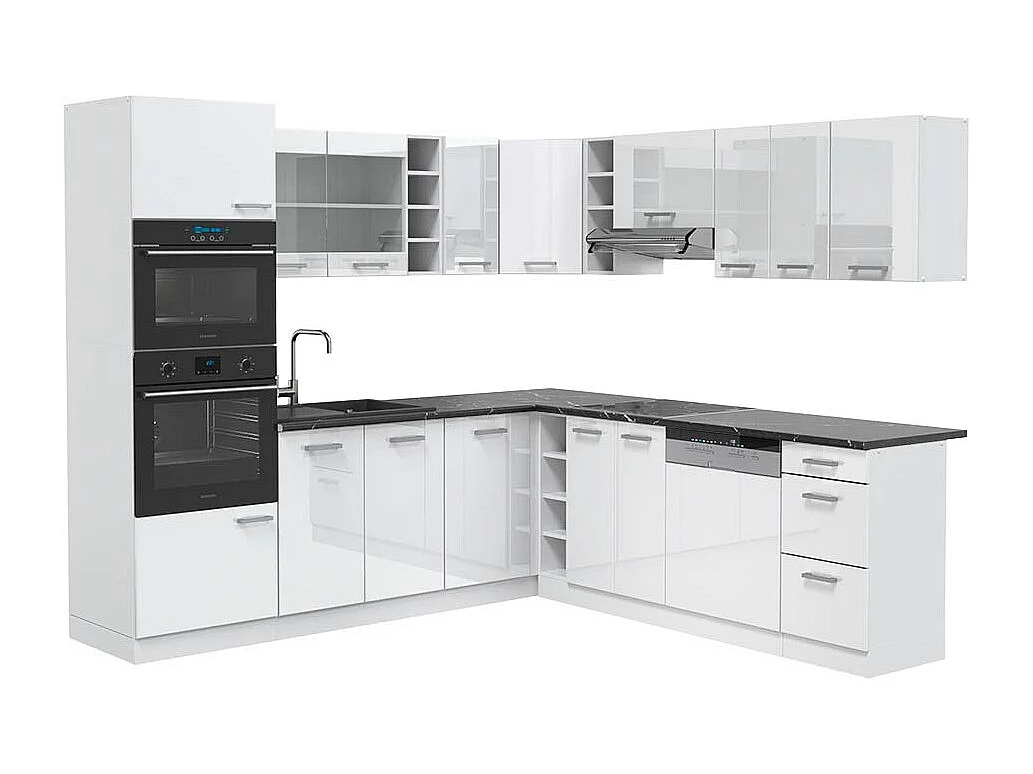 Kuchnia narożna biały wysoki połysk/biały 247x60x81.6 r-line 4780000 - obrazek 1
