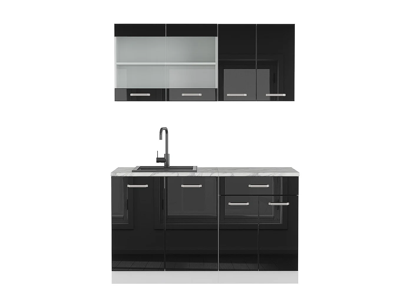 Kuchnia pojedyncza czarny wysoki połysk/biały 140x60x81.6 r-line 4780491 - obrazek 1