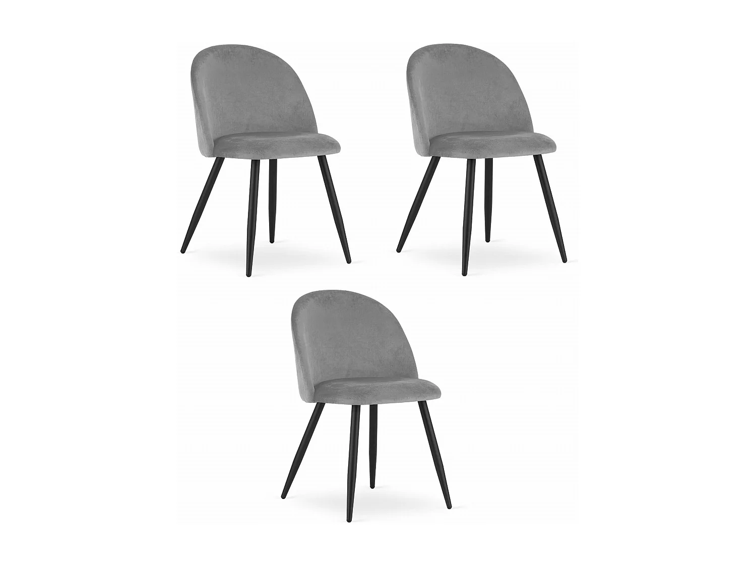 Krzesło Valora BELLO, jasnoszare, aksamitne, czarne, nogi, zestaw 3 szt. 4795533 - obrazek 1