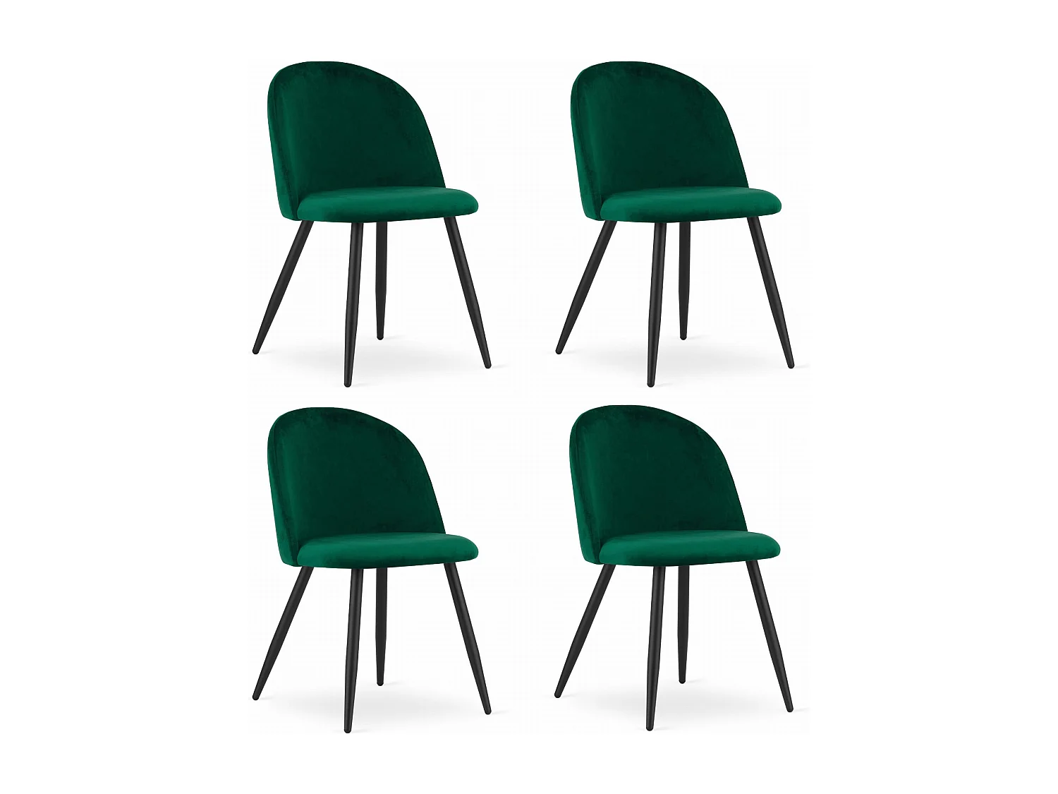 Krzesło Valora BELLO, zielone aksamitne, czarne nogi, ergonomiczny design x4 4795543 - obrazek 1