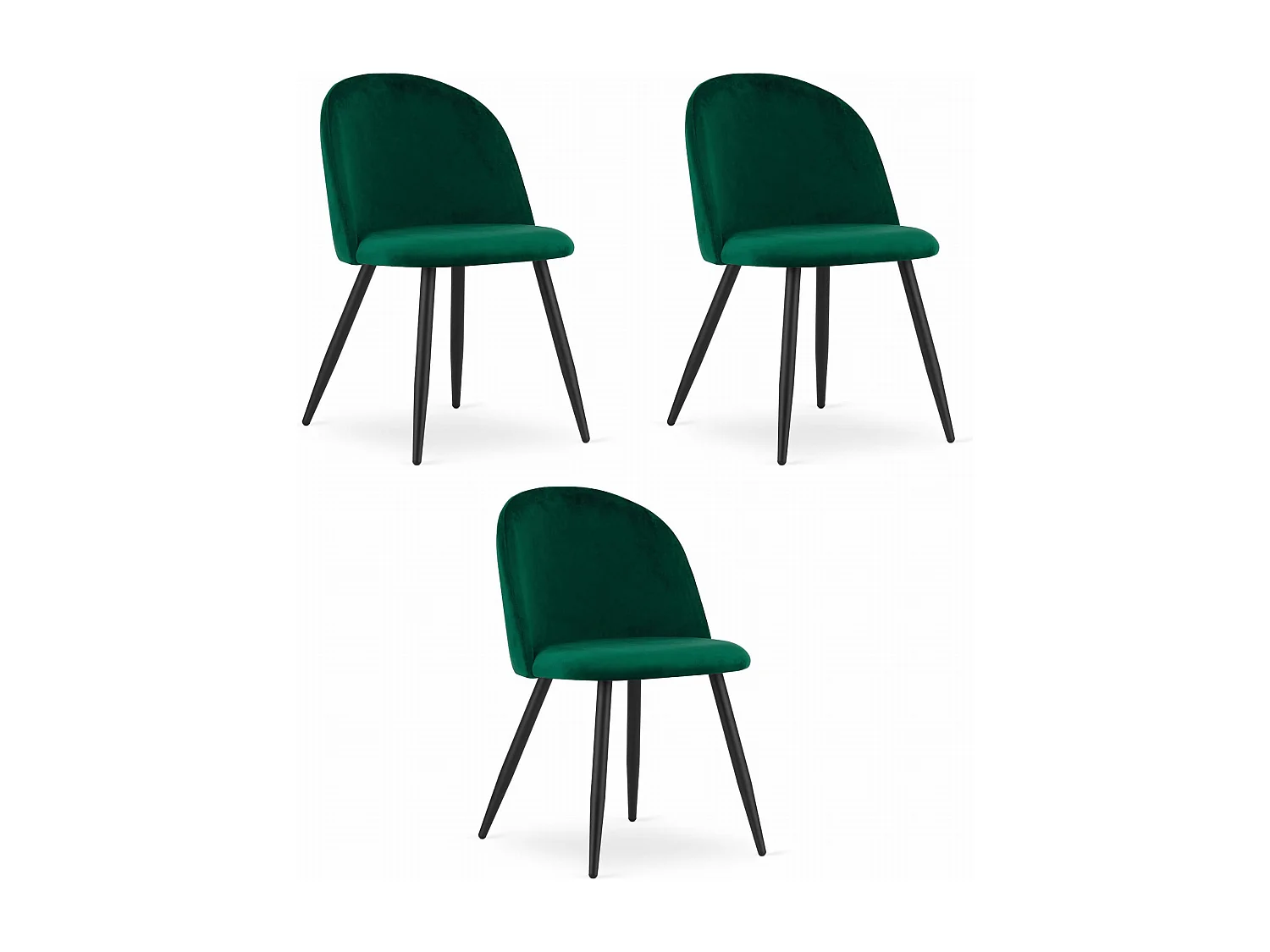 Krzesło Valora BELLO z zielonym aksamitem i czarnymi nogami, zestaw 3 szt. 4795591 - obrazek 1