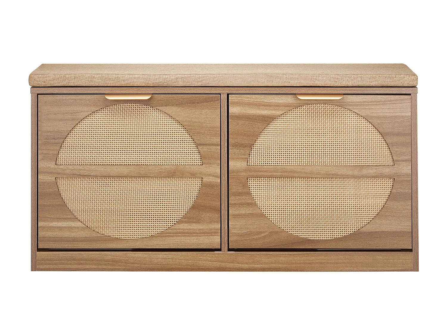 Ławka na Buty SucceBuy Wejściowa 98x24x51,5 cm, Ławka do Przechowywania z Składanymi Szufladami, Przechowywanie Butów 199,6 kg z Poduszką, 4 Przedziały 4807786 - obrazek 1