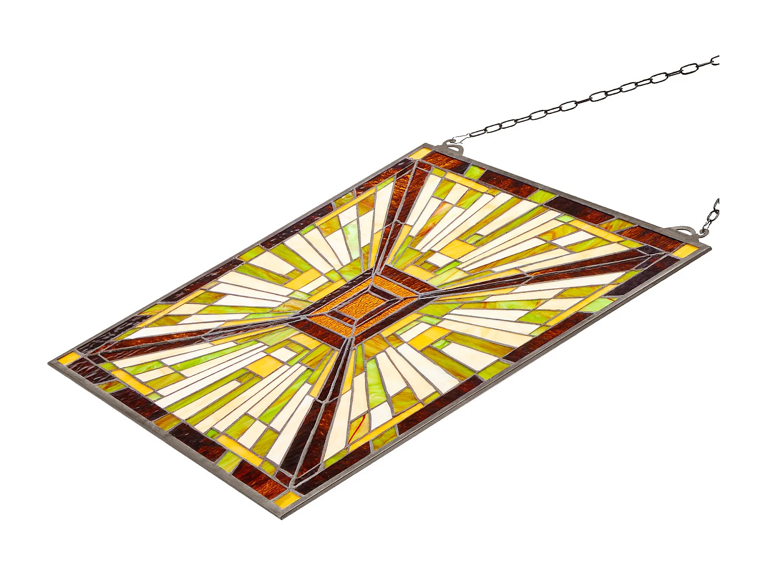 Łapacz Słońca Witraż SucceBuy 50,1 x 52,7 cm, Wiszący Witraż z Łańcuchem, Styl Tiffany, Pionowy Prostokąt, Tradycyjne Rękodzieło Vintage do Dekoracji 4807802 - obrazek 1