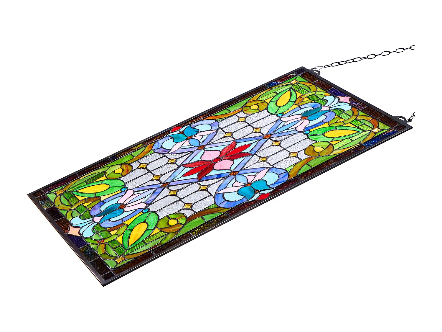 Łapacz Słońca Witraż SucceBuy 73,1 x 43,3 cm, Wiszący Witraż z Łańcuchem, Styl Tiffany, Pionowy Prostokąt, Tradycyjne Rękodzieło Vintage do Dekoracji 4807814 - obrazek 1