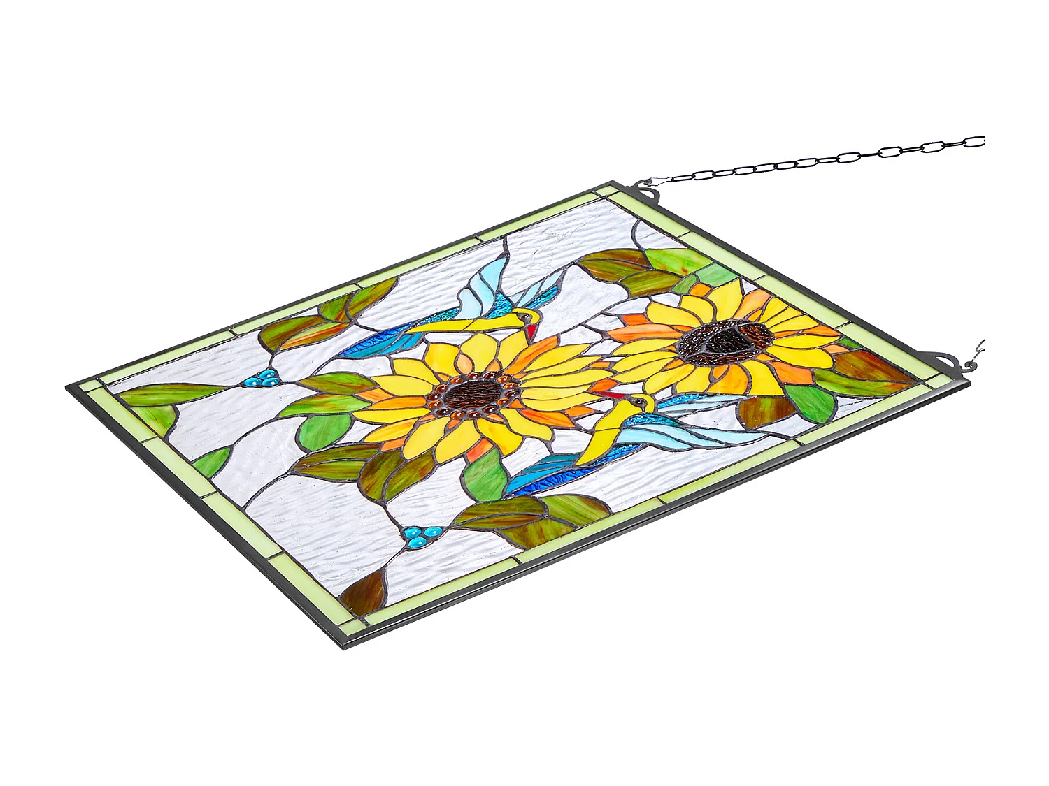 Łapacz Słońca Witraż SucceBuy 52 x 50,2 cm, Wiszący Witraż z Łańcuchem, Styl Tiffany, Pionowy Prostokąt, Tradycyjne Rękodzieło Vintage do Dekoracji 4807879 - obrazek 1