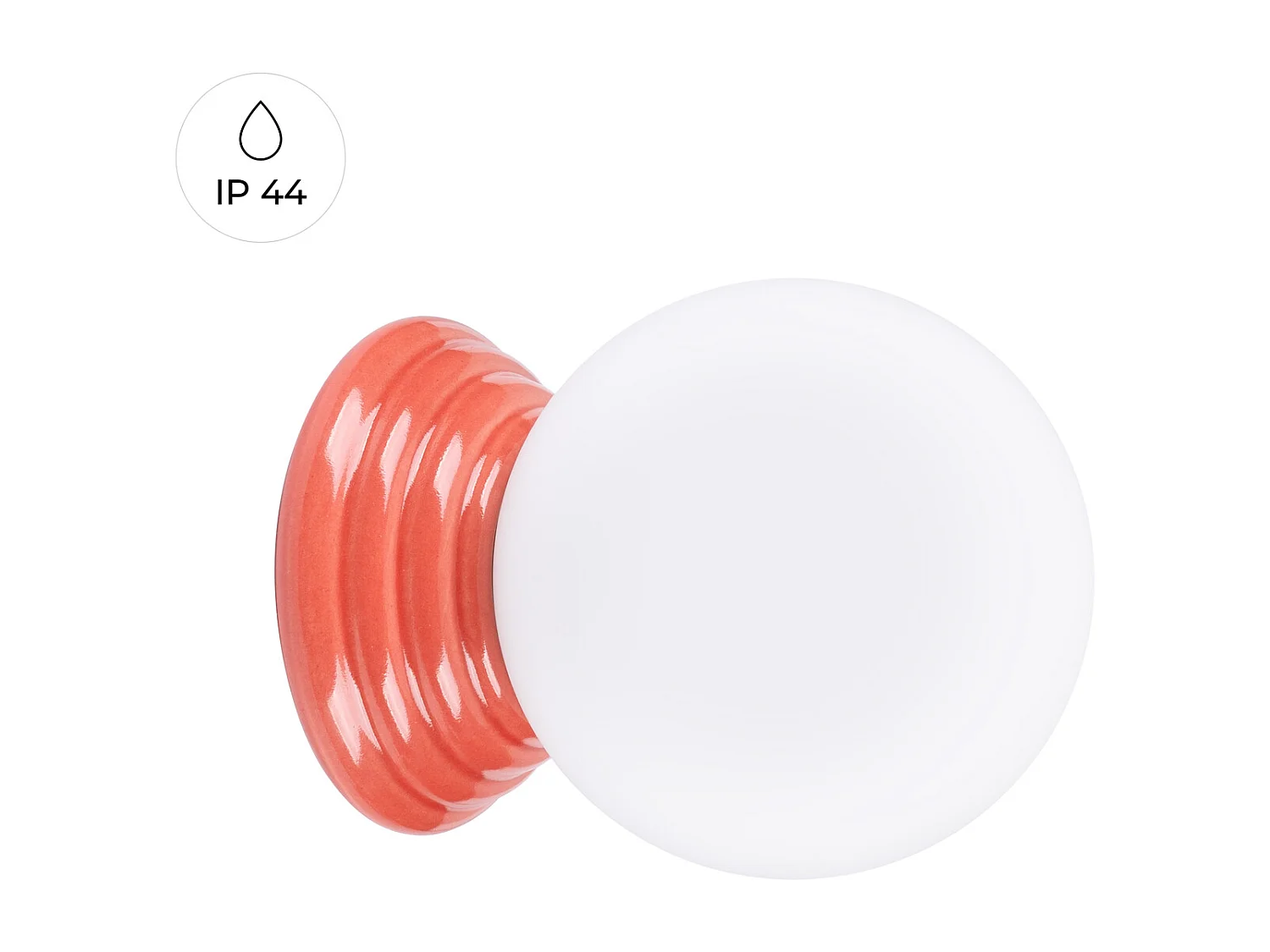 Lampa ścienna minimalistyczny Zori, ceramika szkliwiona/szkło - 1 źródło - L.12 x H.12 cm - brzoskwiniowy 4810087 - obrazek 1