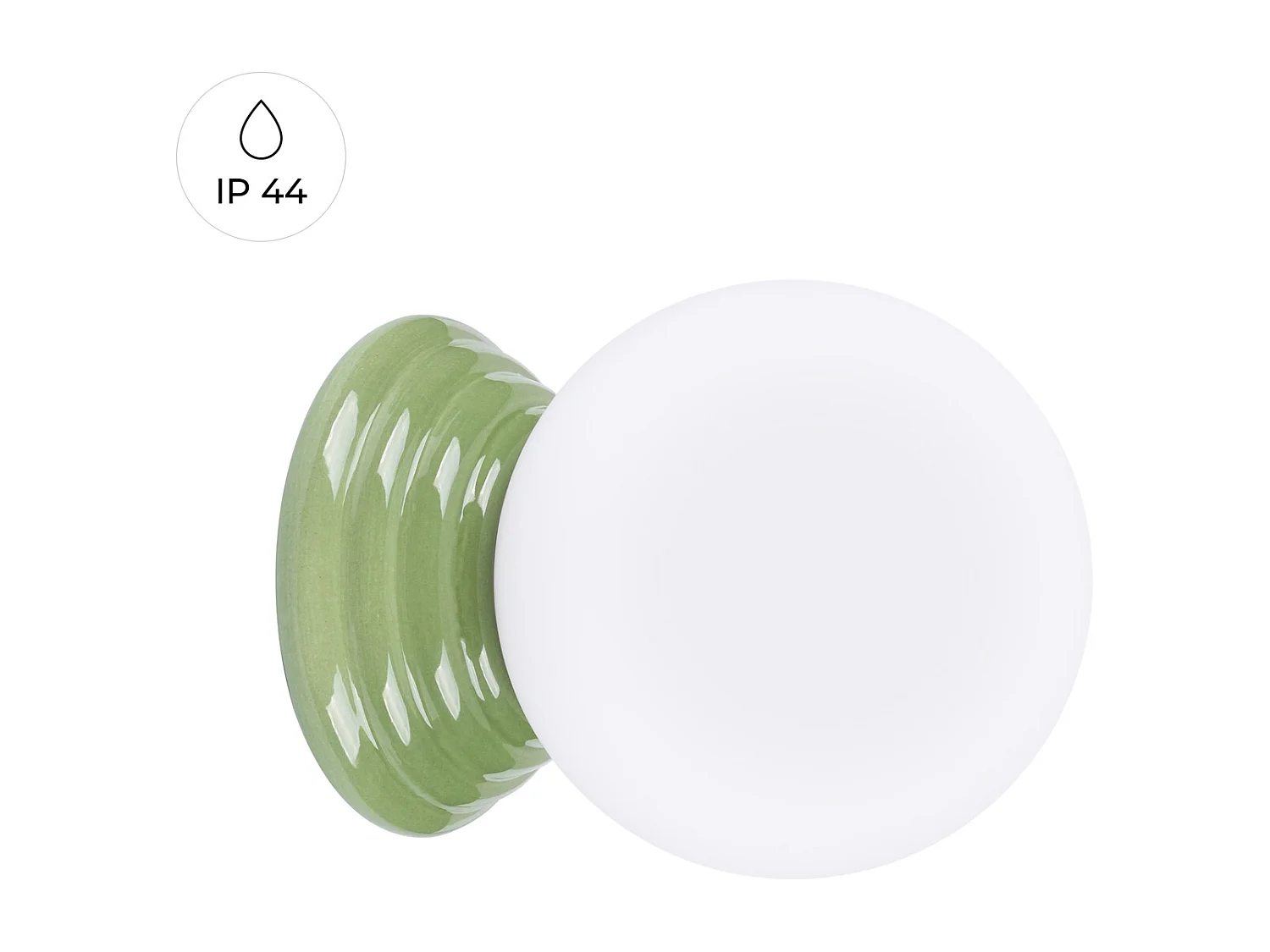 Lampa ścienna minimalistyczny Zori, ceramika szkliwiona/szkło - 1 źródło - L.12 x H.12 cm - zielony oliwkowy 4810088 - obrazek 1