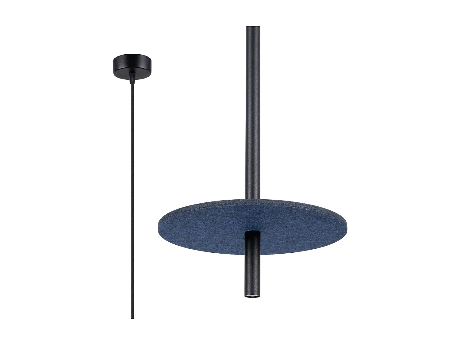 Lampa wisząca nowoczesny Feltro, filc/stal - 1 źródło - L.30 x H.126 cm - granatowy/czarny 4810090 - obrazek 1