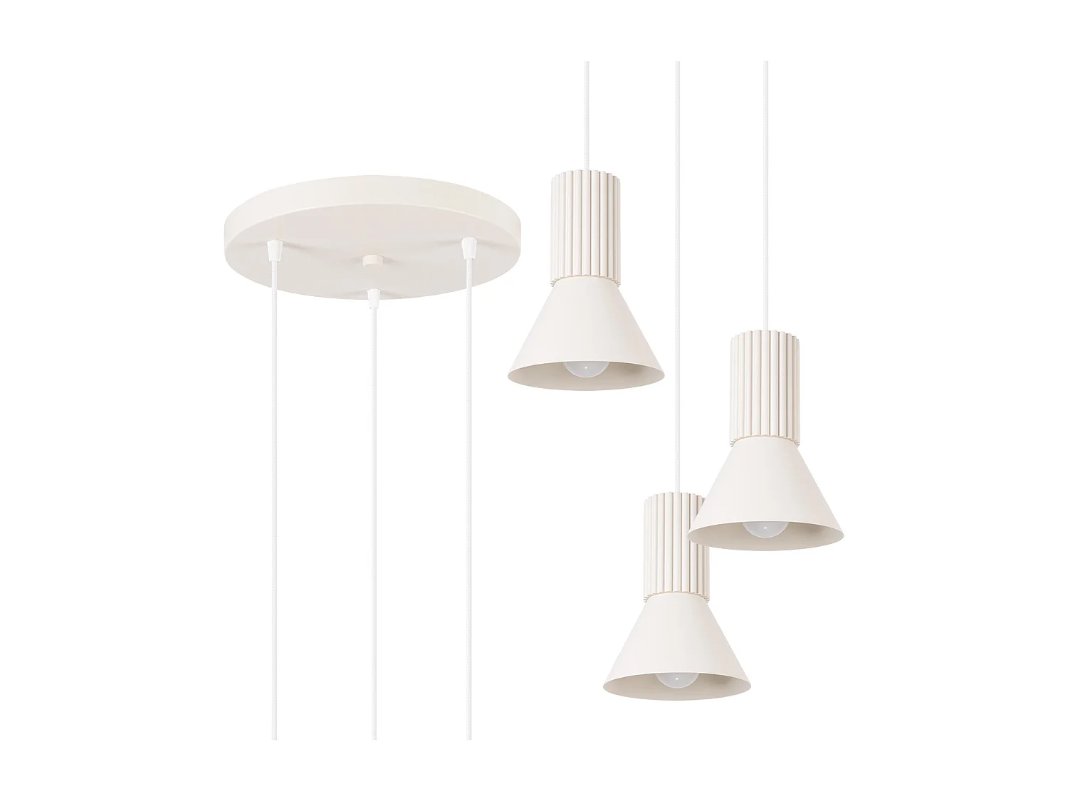 Lampa wisząca loft Estria, stal/aluminium - 3 źródło - L.30 x H.120 cm - beżowy 4810091 - obrazek 1