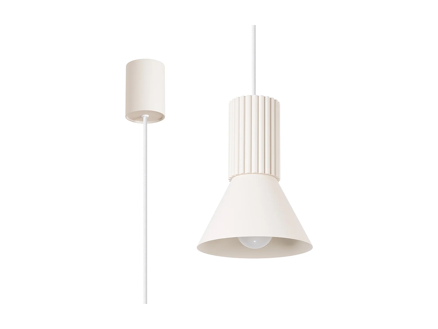 Lampa wisząca loft Estria, stal/aluminium - 1 źródło - L.14 x H.120 cm - beżowy 4810096 - obrazek 1