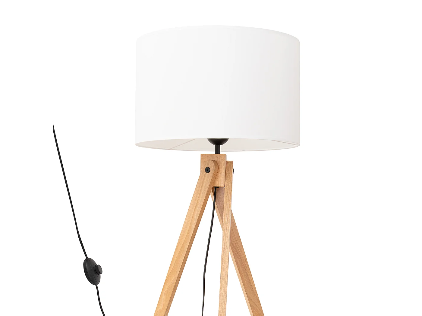 Lampa podłogowa nowoczesny Natt, tkanina/PVC/drewno - 1 źródło - L.77 x H.140 cm - biały/naturalne drewno 4810099 - obrazek 1