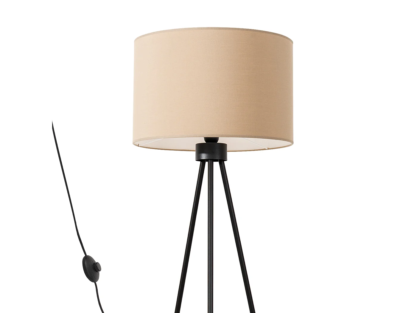 Lampa podłogowa minimalistyczny Nevia, tkanina/PVC/stal - 1 źródło - L.40 x H.135 cm - taupe/czarny 4810109 - obrazek 1